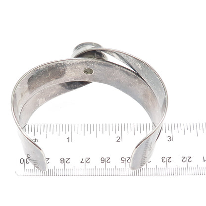 925 Sterling Vintage Mexico C Z Modernist Oxidized Adjustable Cuff Bracelet 7.5"