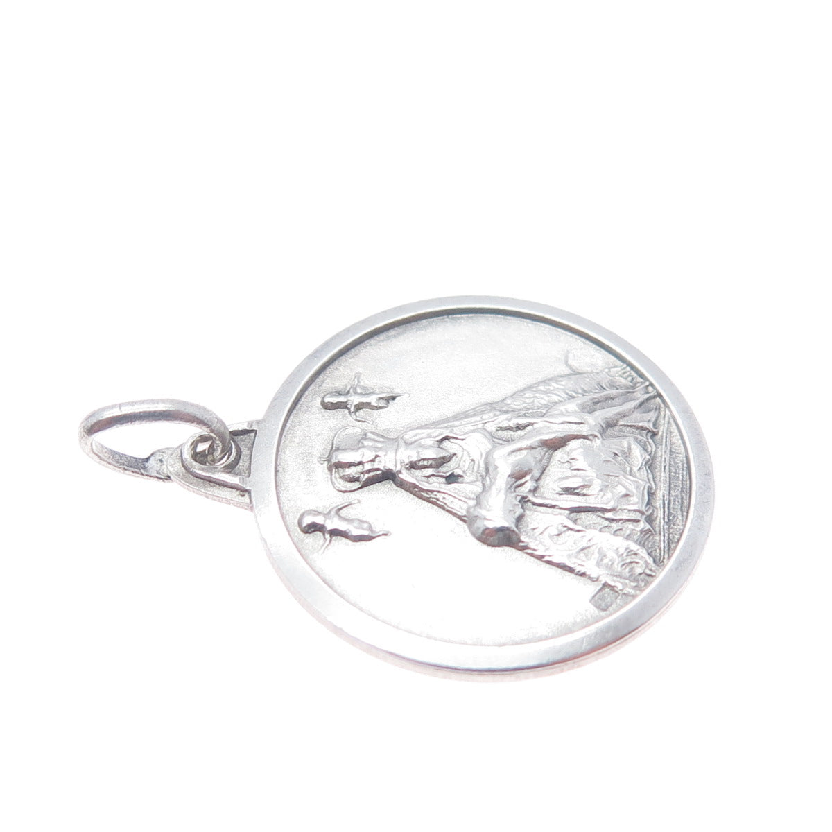 925 Sterling Silver Vintage 1976 Virgin of Copacabana Engraved Charm Pendant