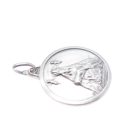 925 Sterling Silver Vintage 1976 Virgin of Copacabana Engraved Charm Pendant