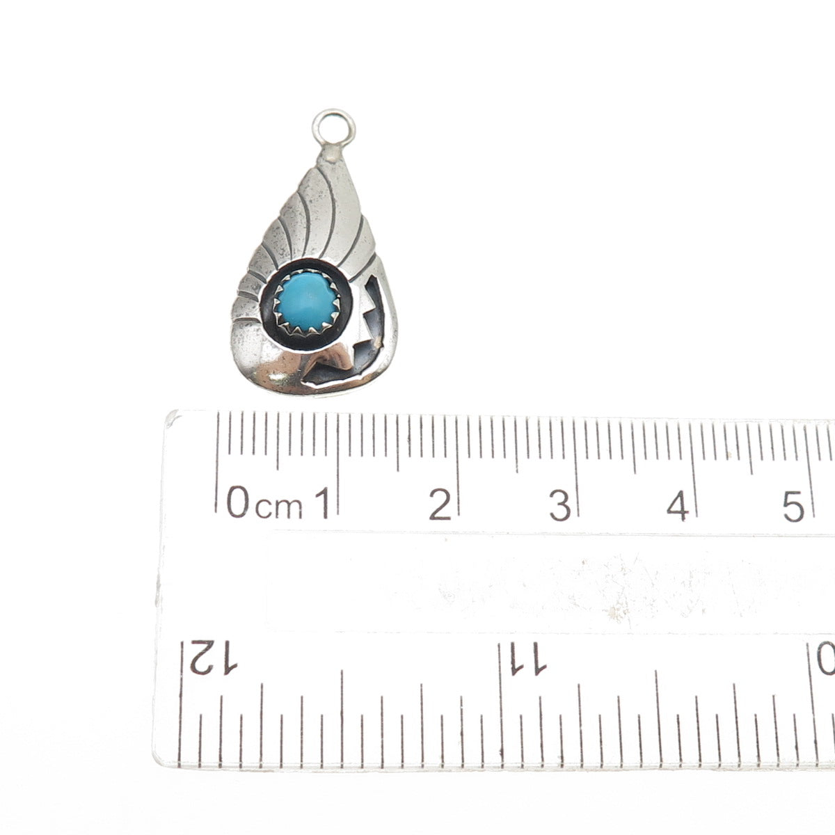 Old Pawn 925 Sterling Silver Vintage Southwestern Turquoise Snake Eye Pendant