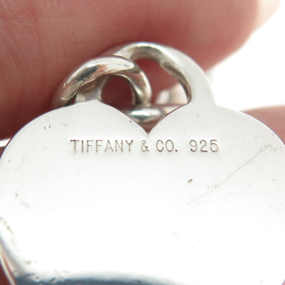 TIFFANY & CO. 925 Sterling Silver Vintage Engravable Heart Tag Rolo Bracelet 7"