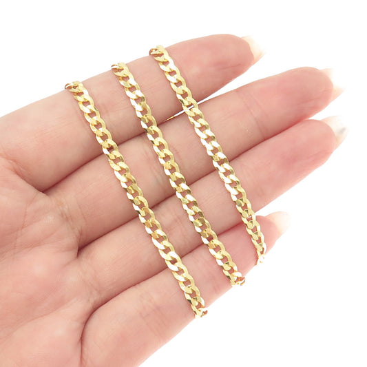 925 Sterling Silver Gold Plated Italy Flat Curb Chain Necklace 18"