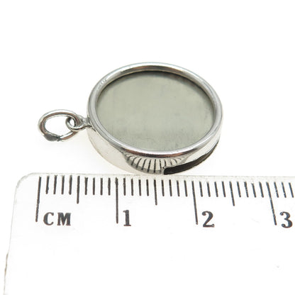 WELLS 925 Sterling Silver Vintage Picture Frame Round Pendant