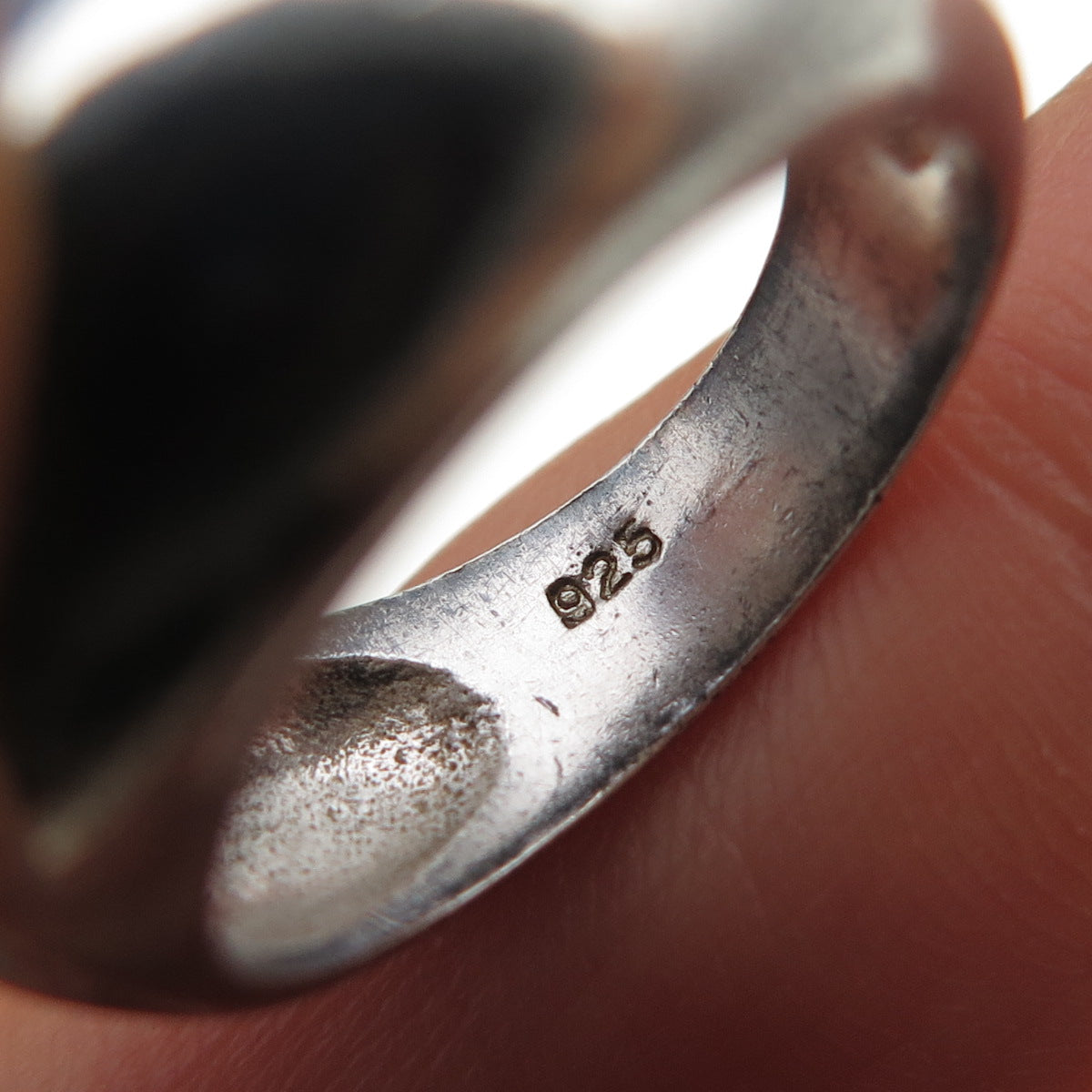 925 Sterling Silver Vintage Modernist Dome Oxidized Ring Size 6.25