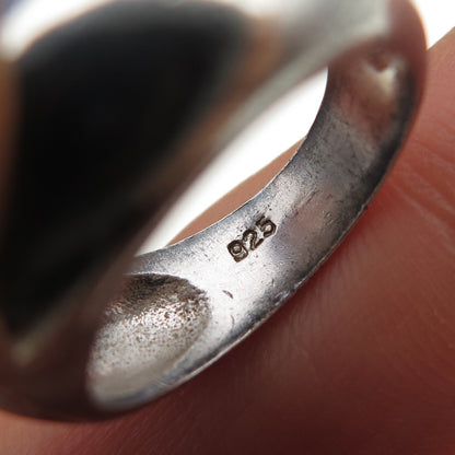 925 Sterling Silver Vintage Modernist Dome Oxidized Ring Size 6.25