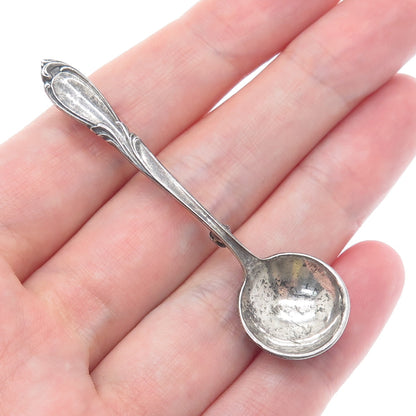 925 Sterling Silver Antique Art Deco Rhapsody Salt & Spices Spoon Pin Brooch