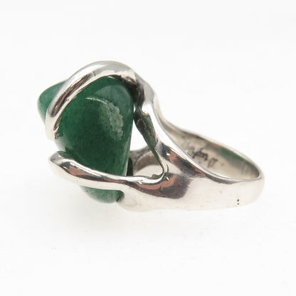 Walter Wright Sterling Silver Vintage Real Aventurine Modernist Ring Size 4.25