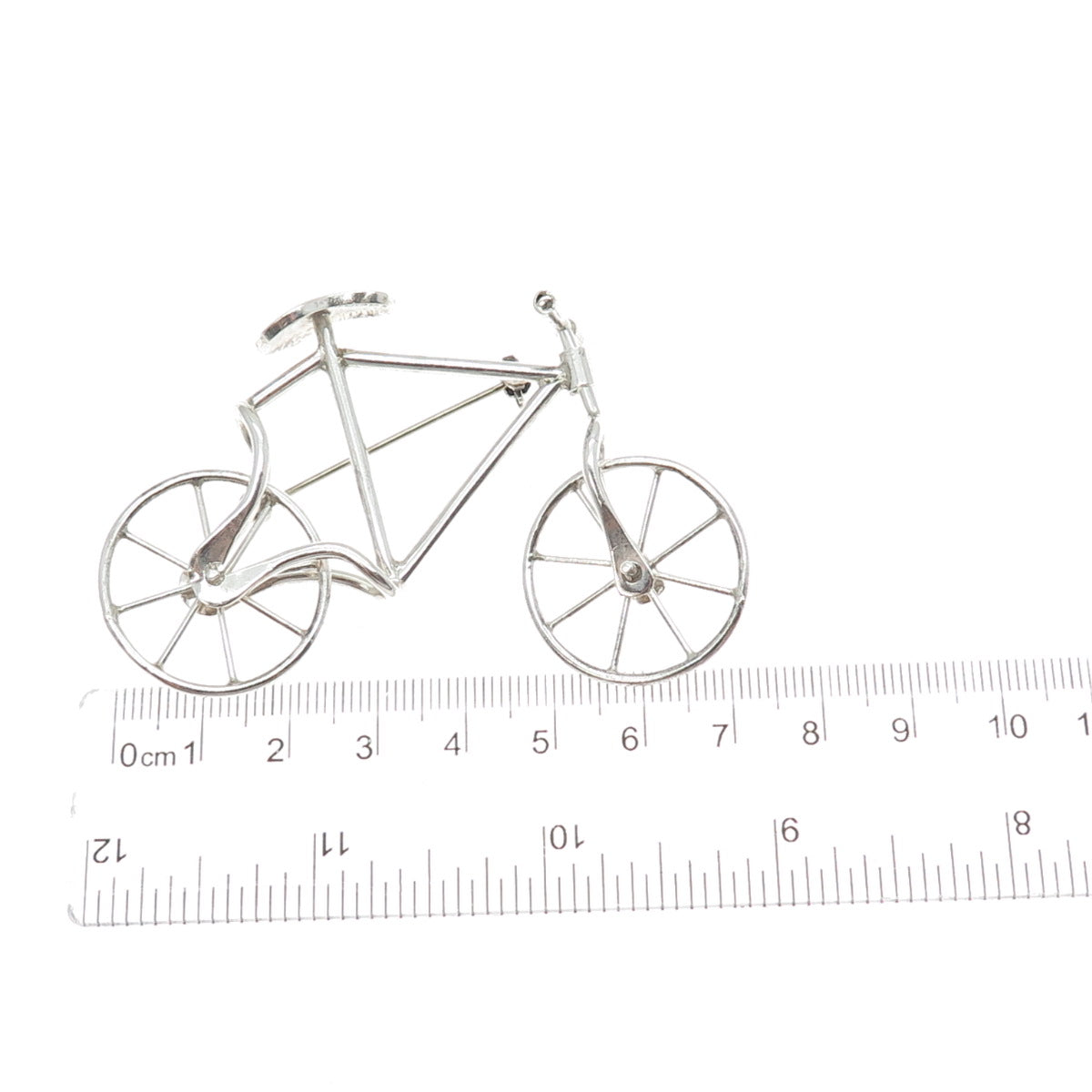 925 Sterling Silver Vintage Mexico Bicycle Movable Wheels Pin Brooch