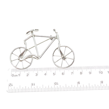 925 Sterling Silver Vintage Mexico Bicycle Movable Wheels Pin Brooch