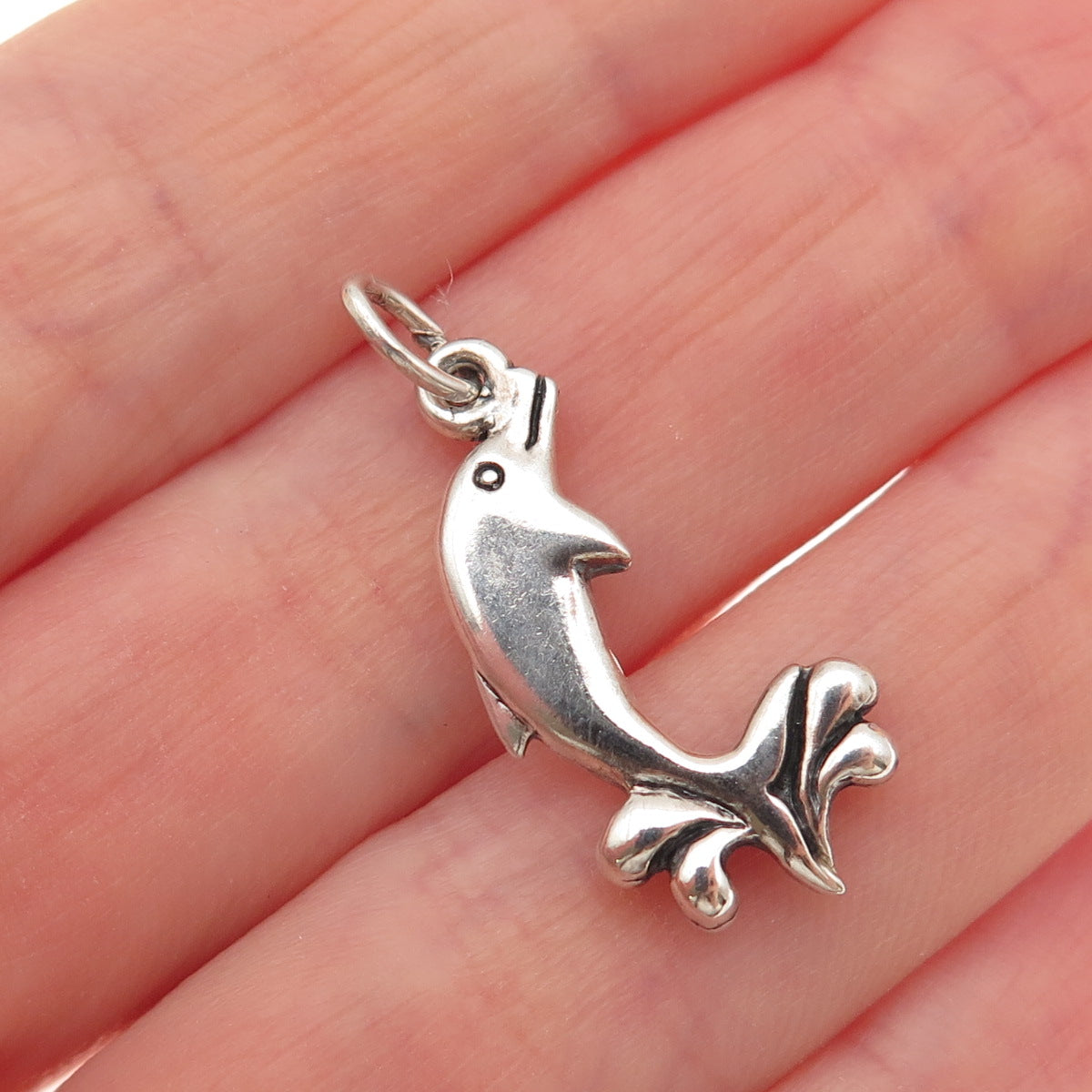 925 Sterling Silver Vintage Dolphin Mini Charm Pendant