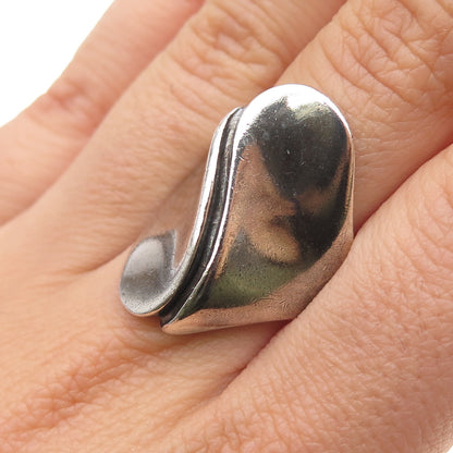 SHUBE 925 Sterling Silver Vintage Modernist Yin Yang Oxidized Ring Size 8.25