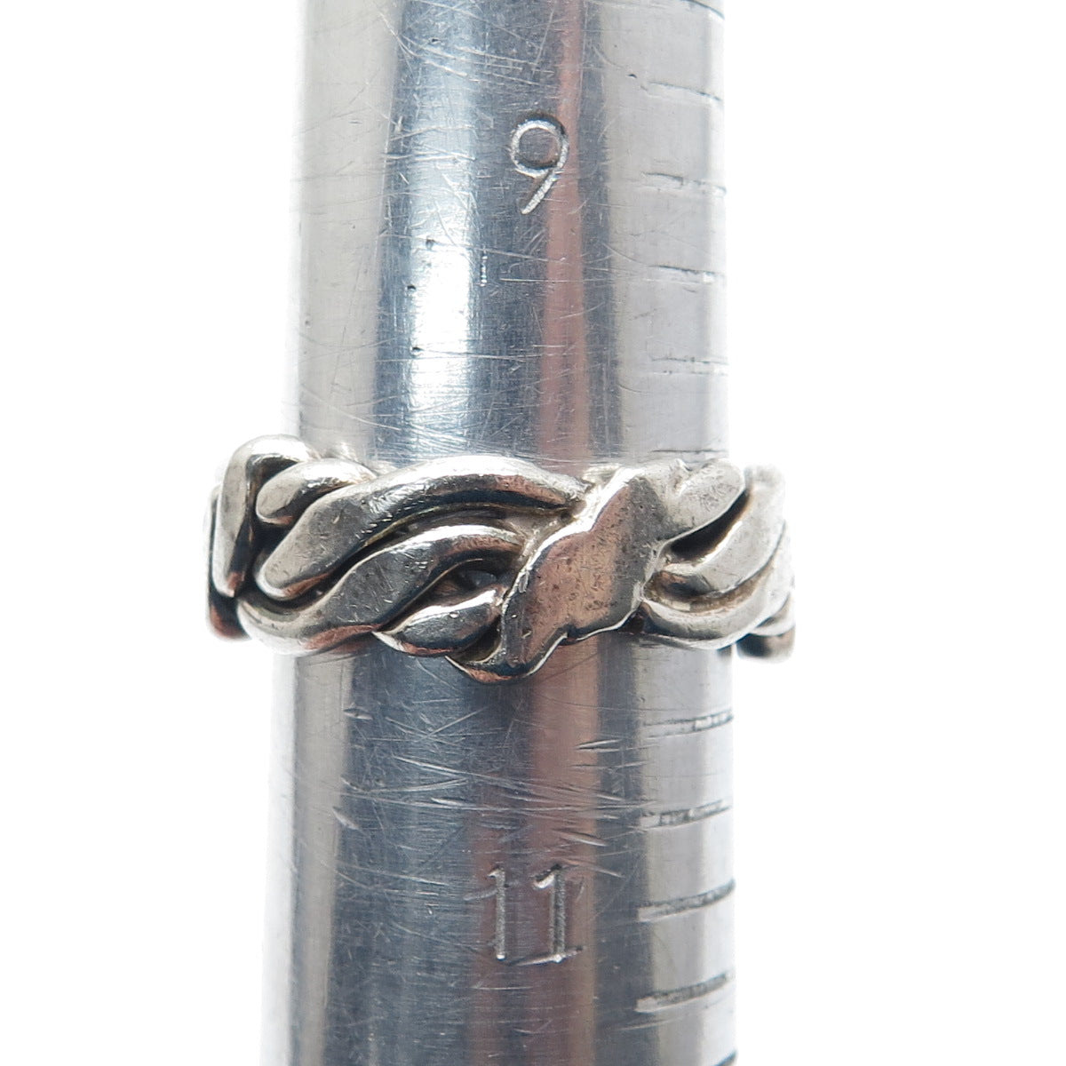 925 Sterling Vintage Mexico Modernist Woven Band Ring Size 10.25