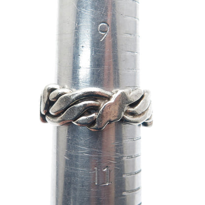 925 Sterling Vintage Mexico Modernist Woven Band Ring Size 10.25