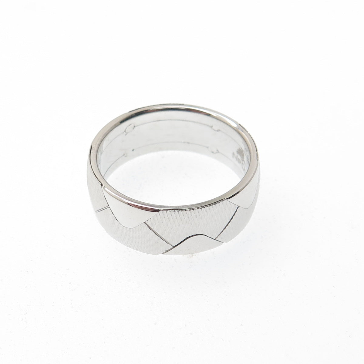 NEOS 925 Sterling Silver Textured Zig Zag Band Ring Size 10.25