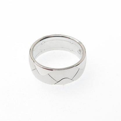 NEOS 925 Sterling Silver Textured Zig Zag Band Ring Size 10.25