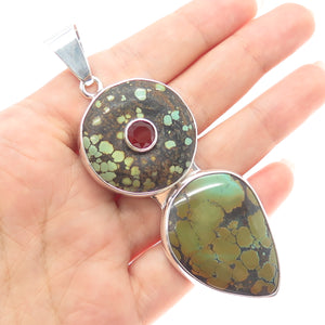 MICHAEL SCHMALTZ ALGONQUIN Old Pawn 925 Sterling Carnelian & Turquoise Pendant