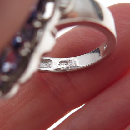 Chuck Clemency 925 Sterling Silver Real Multi-Cut Tanzanite Ring Size 8.25