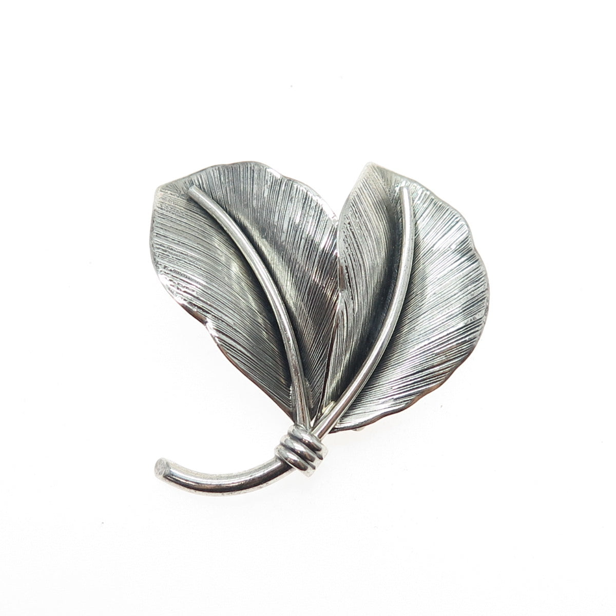 DANECRAFT 925 Sterling Silver Vintage Modernist Floral Leaf Oxidized Pin Brooch