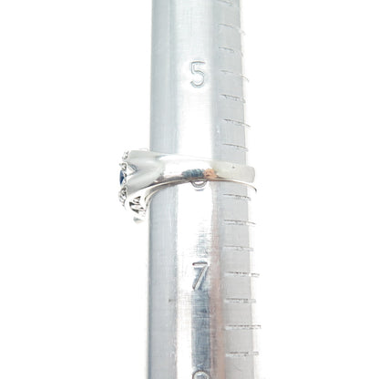 925 Sterling Silver Pear & Round-Cut Blue White C Z  Ring Size 6