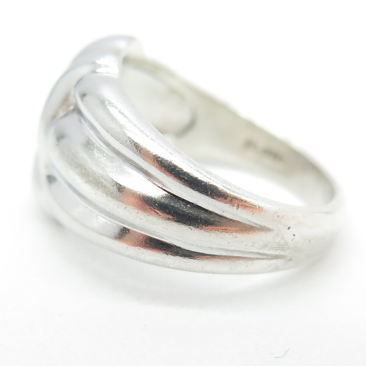 925 Sterling Silver Vintage Modernist Puffy Ring Size 6.25