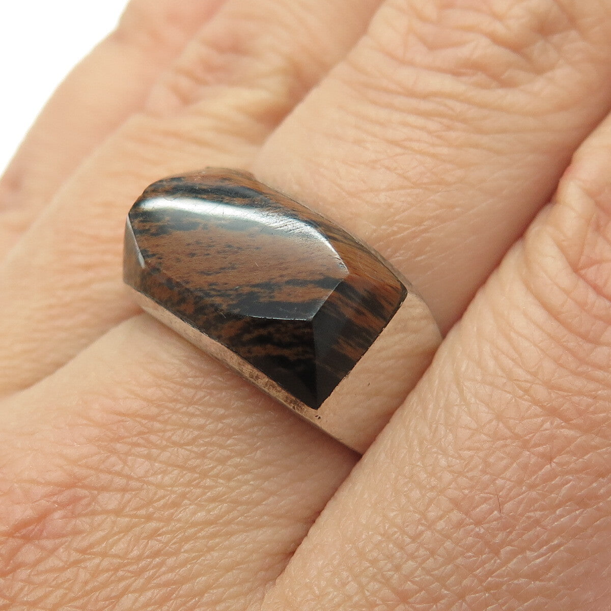 925 Sterling Silver Vintage Real Jasper Ring Size 8.5