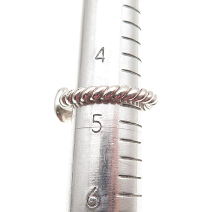 925 Sterling Silver Vintage Real Agate Twisted Oxidized Ring Size 4.75
