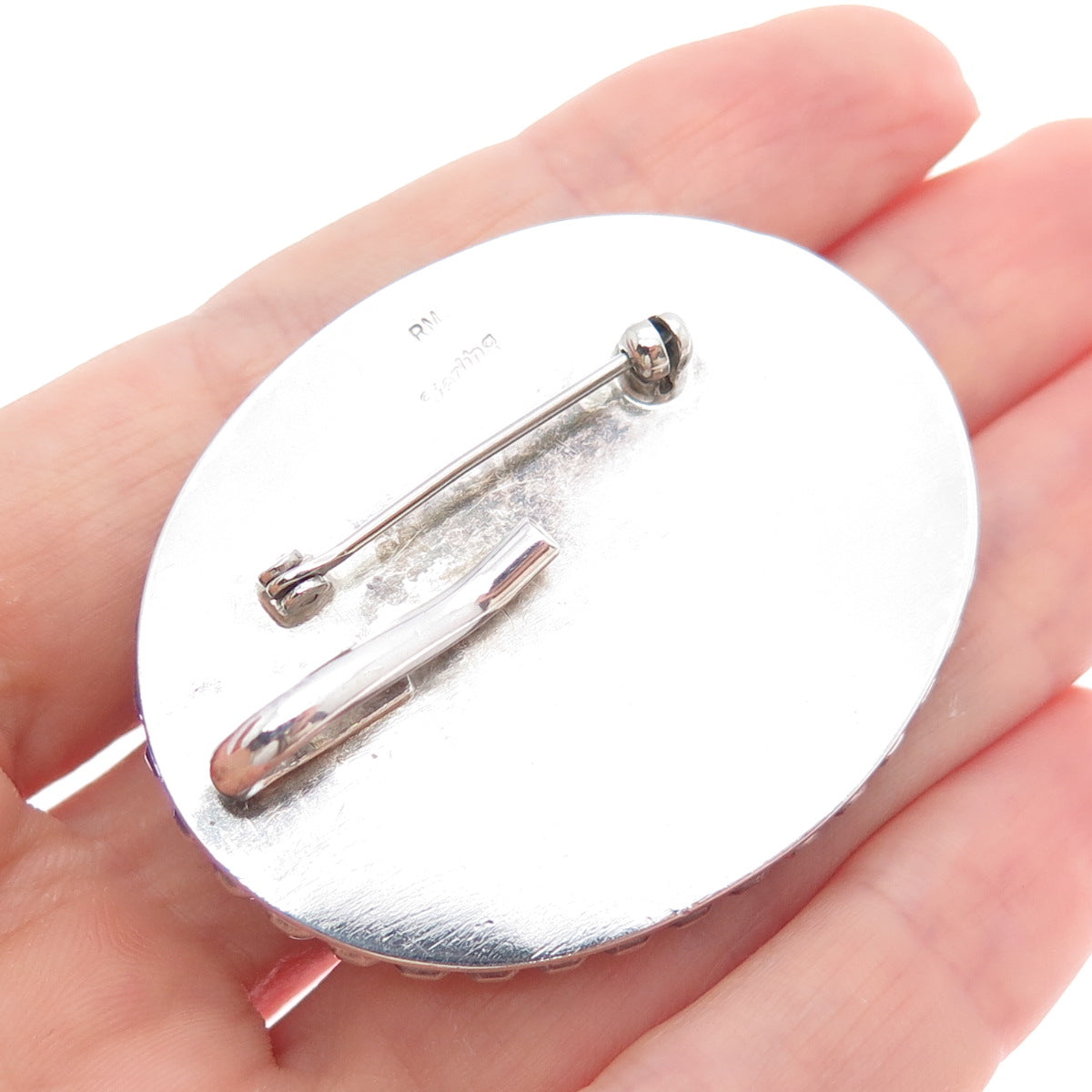 RICK MARTINEZ Old Pawn 925 Sterling Silver Vintage Rose Quartz Beaded Pin Brooch