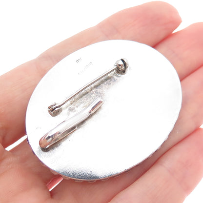 RICK MARTINEZ Old Pawn 925 Sterling Silver Vintage Rose Quartz Beaded Pin Brooch