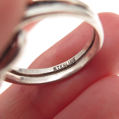 925 Sterling Silver Vintage Real White Topaz Love Knot Oxidized Ring Size 6.75