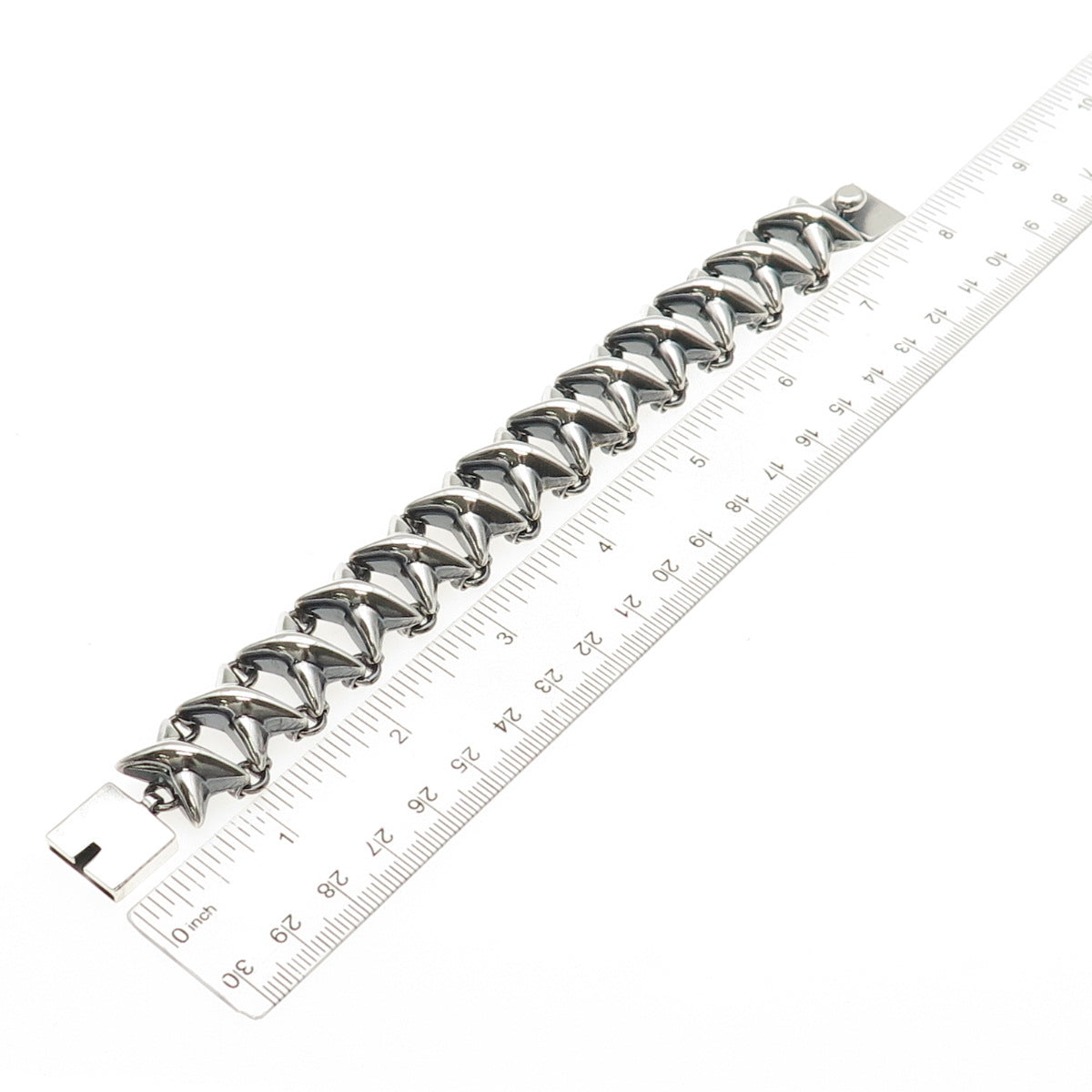 925 Sterling Silver Vintage Mexico Modernist X Link Bracelet 7.25"