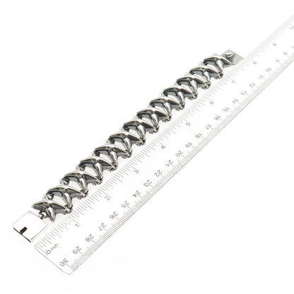 925 Sterling Silver Vintage Mexico Modernist X Link Bracelet 7.25"