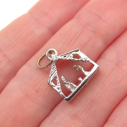 JAY POSON Sterling Silver Vintage Nativity Scene Christmas Mini Charm Pendant