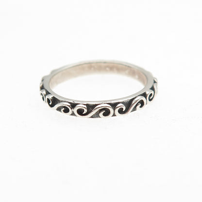925 Sterling Silver Vintage Swirl Stackable Oxidized Band Ring Size 3.75