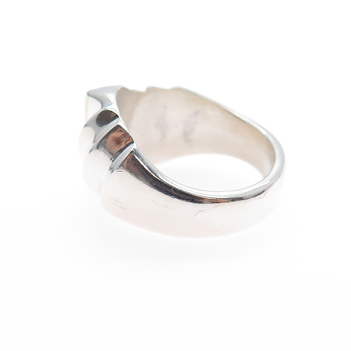 925 Sterling Silver 2-Tone Vintage Mexico Modernist Ring Size 8