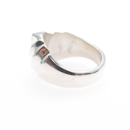 925 Sterling Silver 2-Tone Vintage Mexico Modernist Ring Size 8