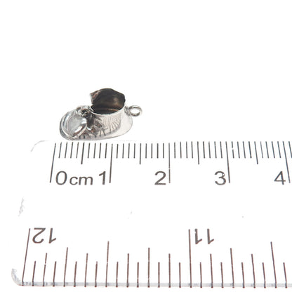 925 Sterling Silver Antique Heart Charm Shoe Oxidized Minimalist 3D Pendant