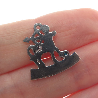 VJS Vintage Gold Silver 925 Sterling Real Turquoise Sagittarius Zodiac Pendant