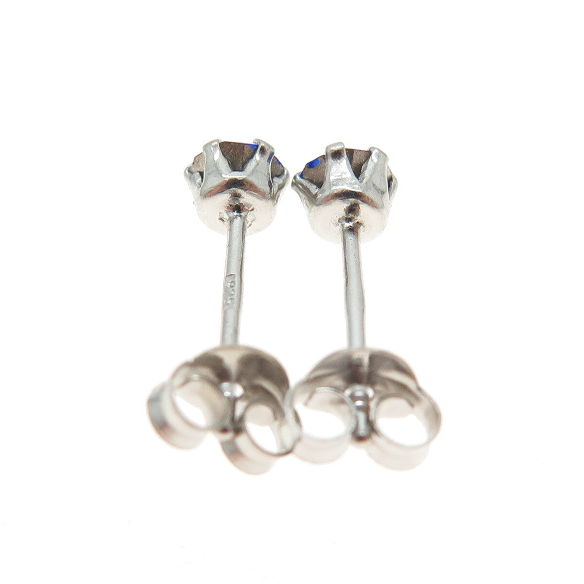 925 Sterling Silver Blue Rhinestone Stud Earrings