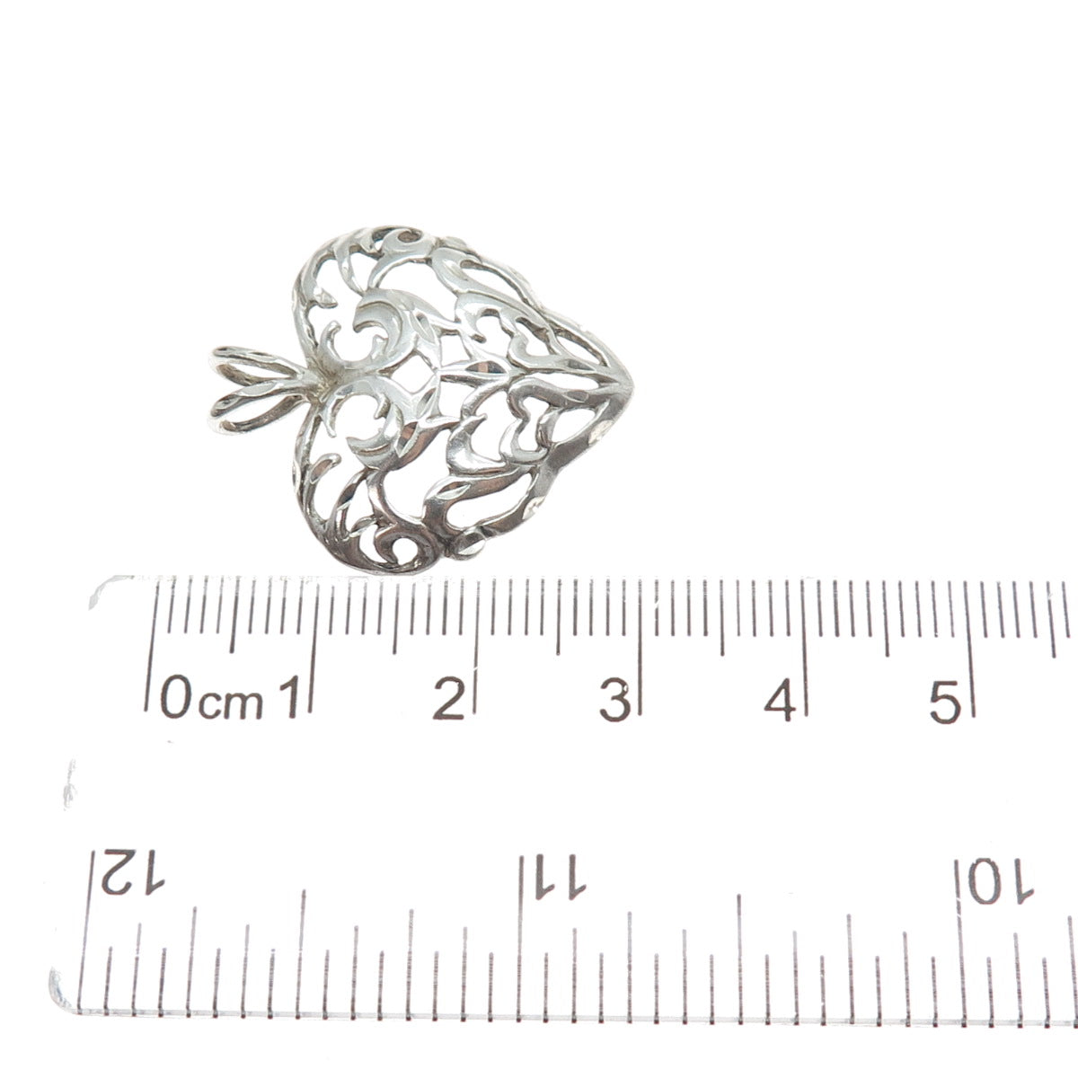 SHUBE 925 Sterling Silver Vintage Ornate Heart Charm Pendant
