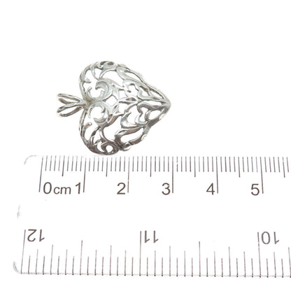 SHUBE 925 Sterling Silver Vintage Ornate Heart Charm Pendant