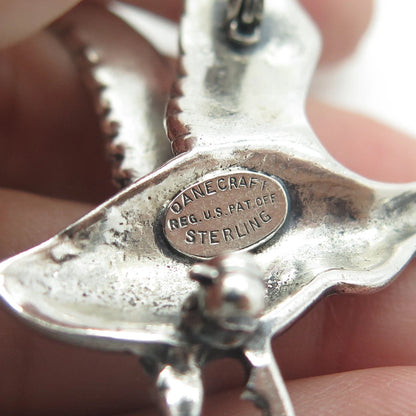 925 Sterling Silver Antique Art Deco Danecraft Goose Pin Brooch