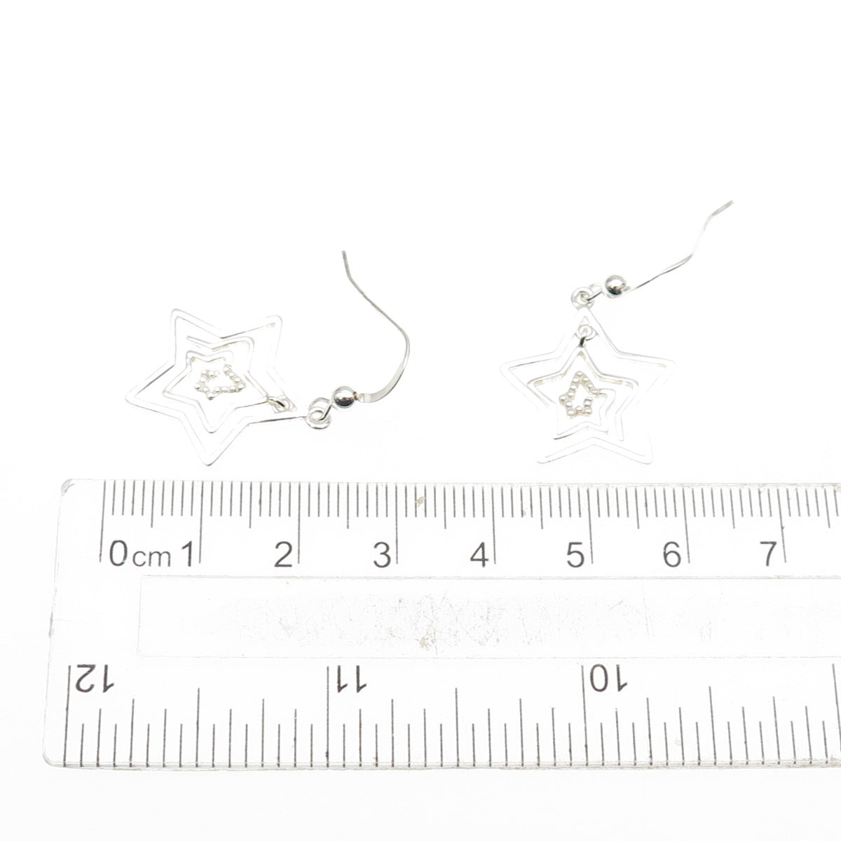 925 Sterling Silver Spiral Star Dangle Earrings