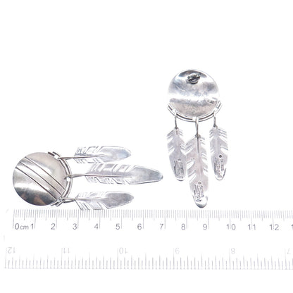 RAY TRACEY & KNIFEWING SEGURA Old Pawn Sterling Silver Feather Tribal Earrings