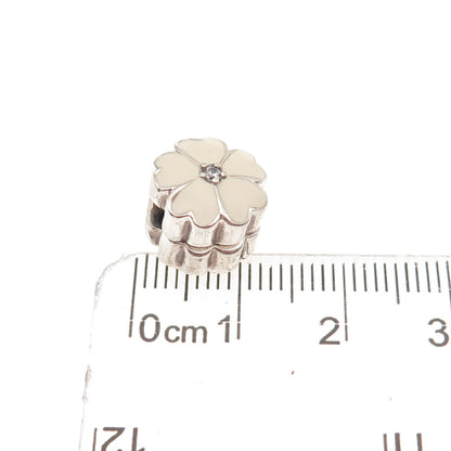 Pandora 925 Sterling Silver Enamel & C Z Primrose Floral Clip Charm