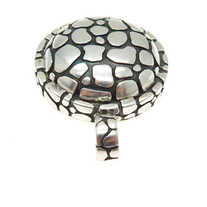 925 Sterling Silver Vintage Pebble Round Pendant