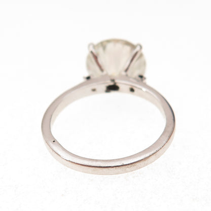 925 Sterling Silver Vintage Real Round-Cut Moissanite Engagement Ring Size 7