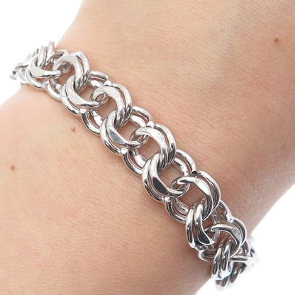 925 Sterling Silver Antique Art Deco Bismark Link Bracelet 7"