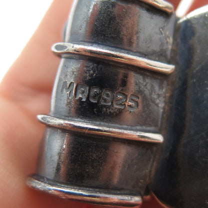 925 Sterling Silver Vintage MAC Artisan Real Amber Oxidized Slide Charm Pendant