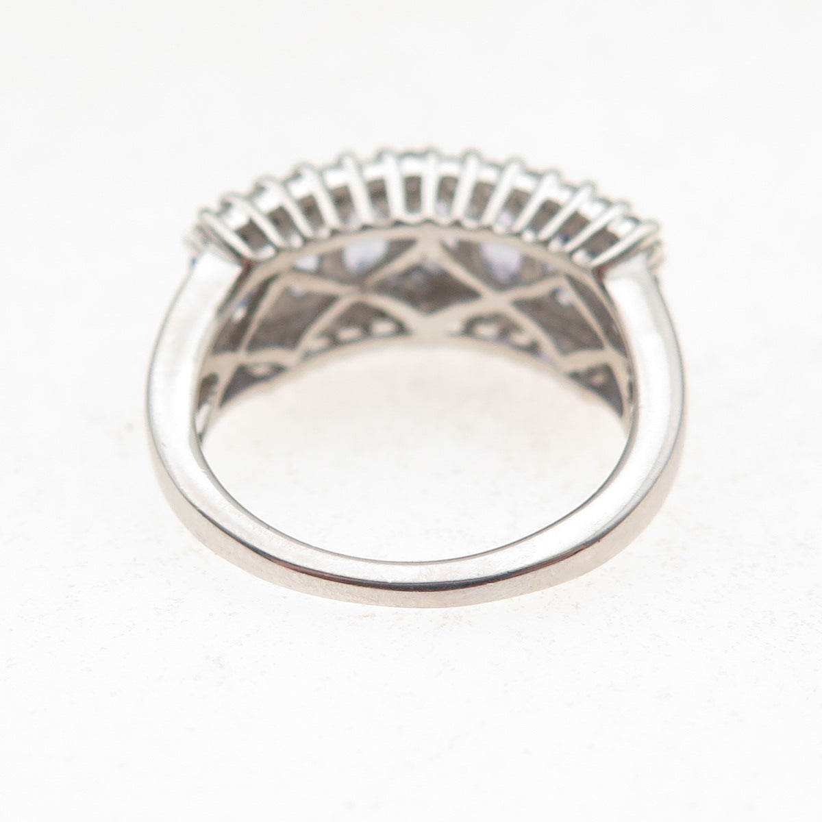 Chuck Clemency 925 Sterling Silver Real Tanzanite & White Topaz Ring Size 5.25