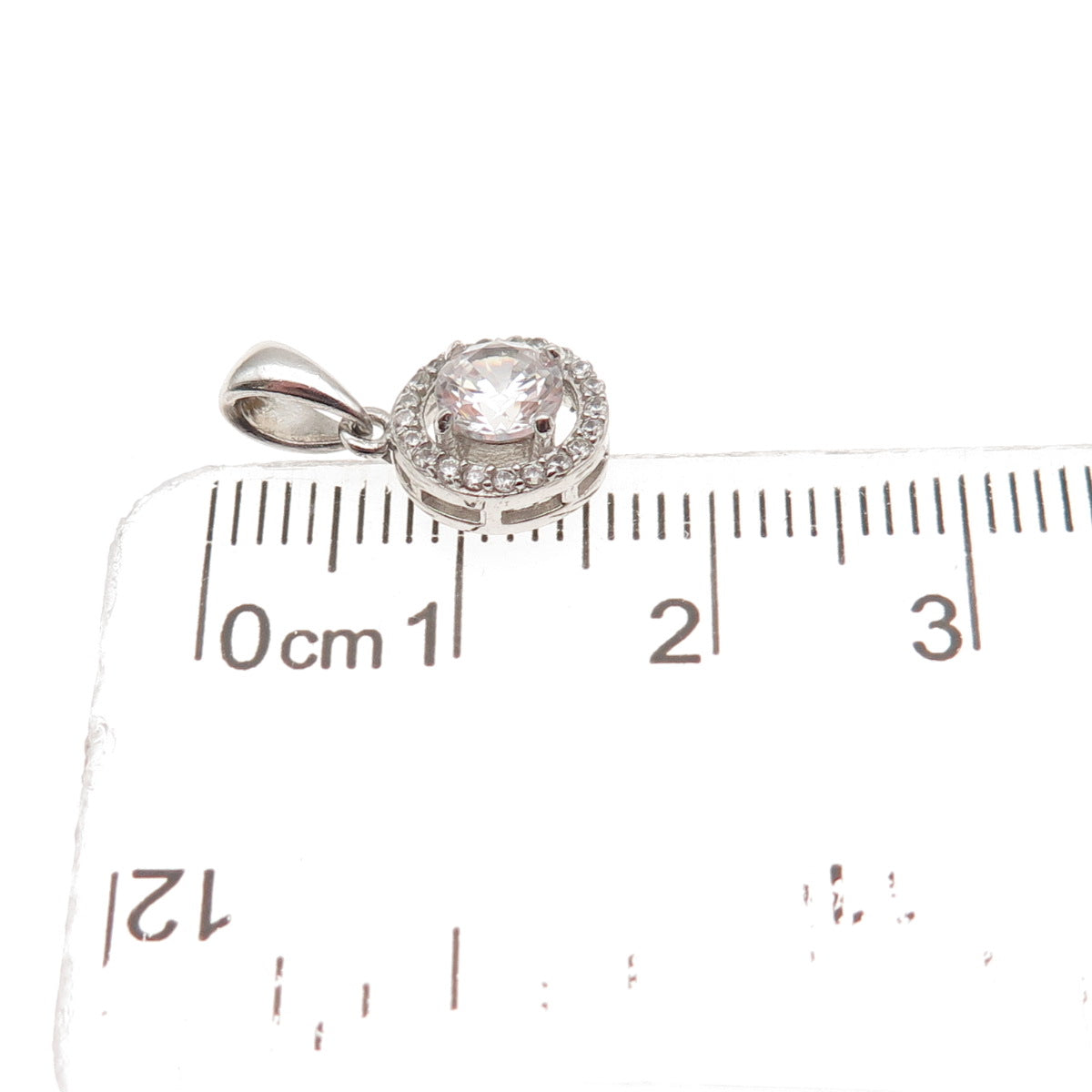 925 Sterling Silver Round-Cut C Z Mini Charm Pendant